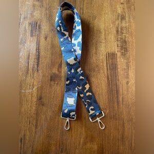 New Guitar Strap Purse Strap Blue/Black/Gold Leopard Print